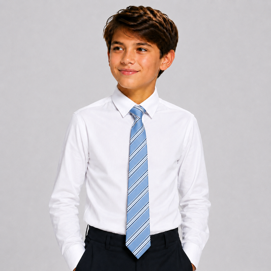Boys Light Blue Striped Tie