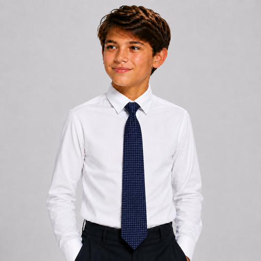 Boys Navy Geometric Pattern Tie