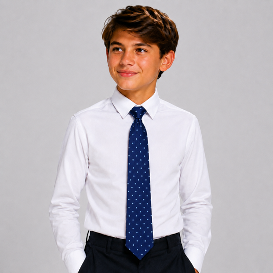 Boy's Royal Blue Micro Dot Silk Tie