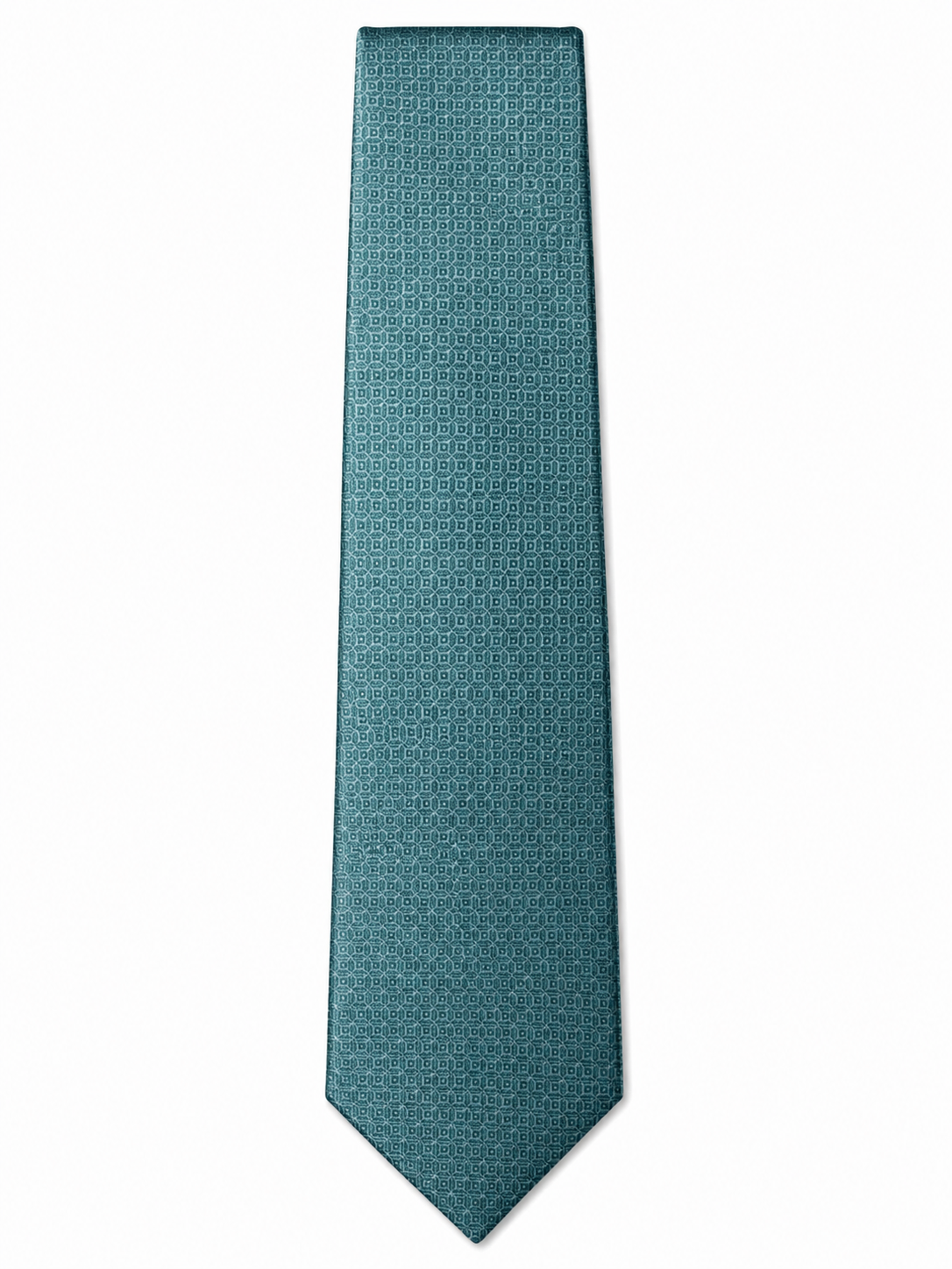 Men’s Green Color Geometric Pattern Silk Tie
