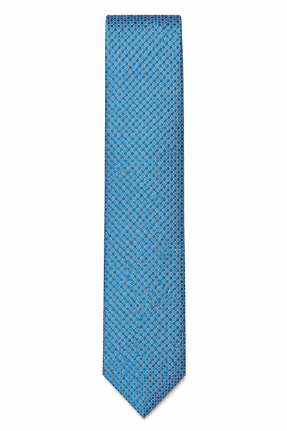 Men’s Blue Geometric Pattern Silk Tie