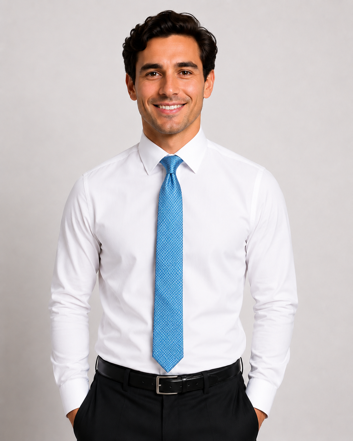 Men’s Blue Geometric Pattern Silk Tie