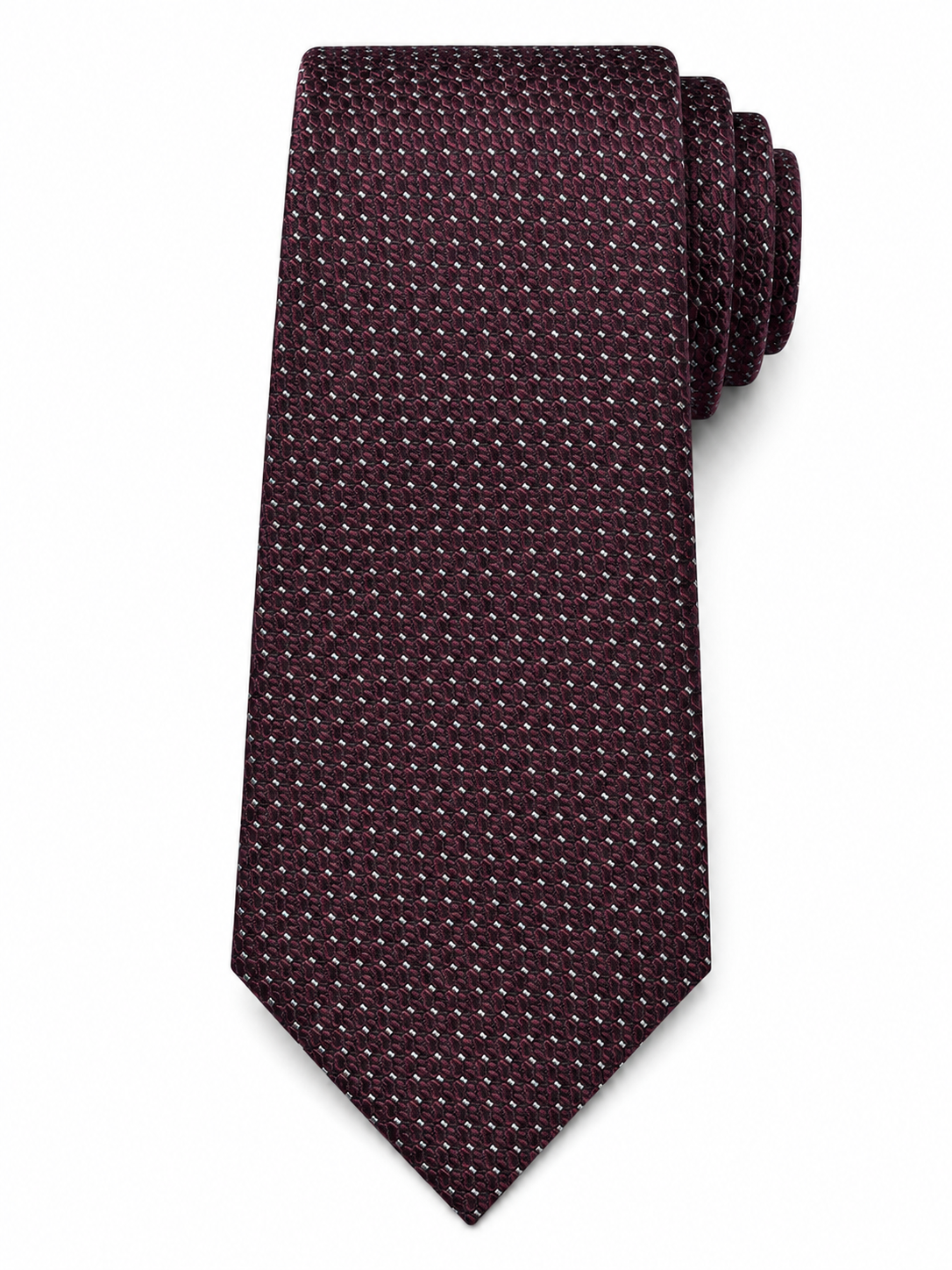 Men’s Wine Color Geometric Pattern Silk Tie