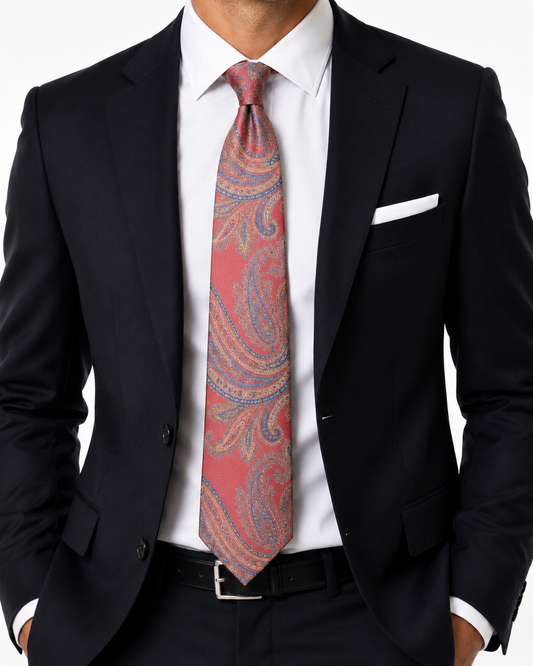 Men’s Sky maroon Color Geometric Pattern Silk Tie