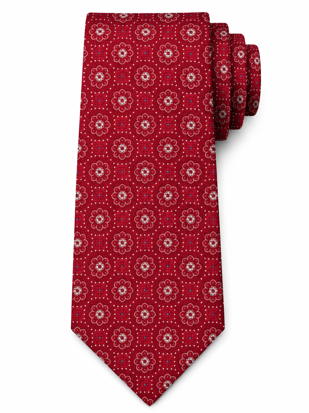 Men’s Sky red Color Geometric Pattern Silk Tie