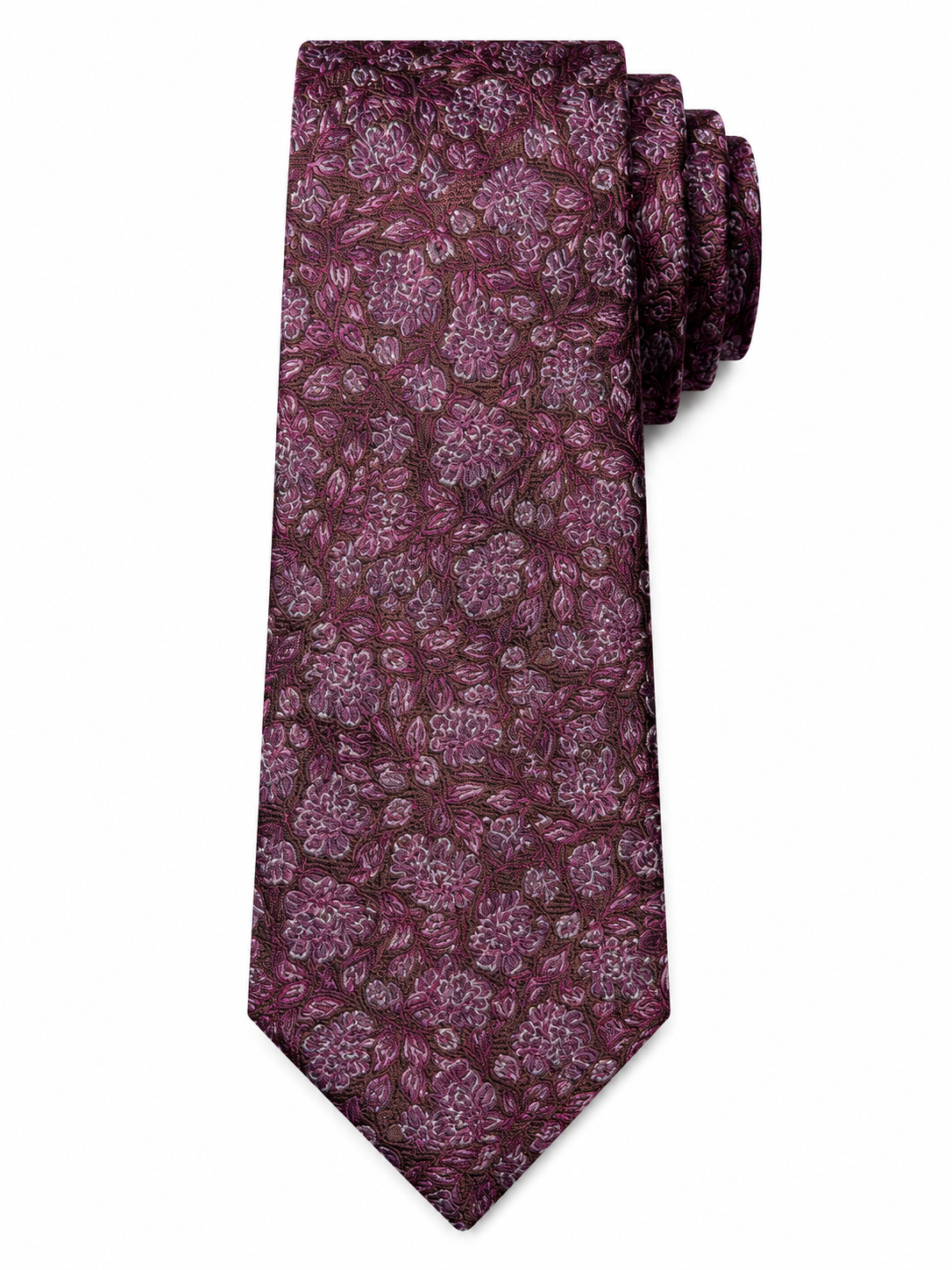 Men’s dark maroon Color Geometric Pattern Silk Tie