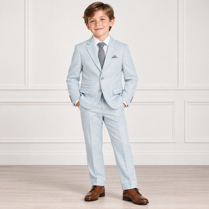 Boy's Mist Chambray Textured 2-Piece Suit