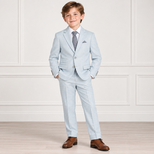 Boy's Mist Chambray Textured 2-Piece Suit