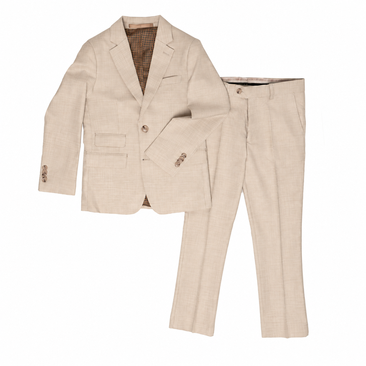 Boy's Sand Chambray Textured 2-Piece Suit