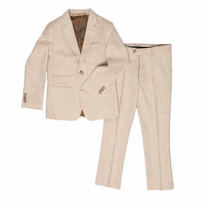 Boy's Sand Chambray Textured 2-Piece Suit