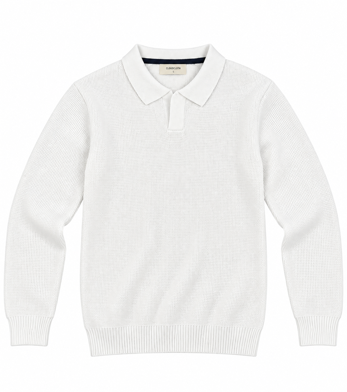 Boys Long Sleeve Knit Waffle Sweater-White