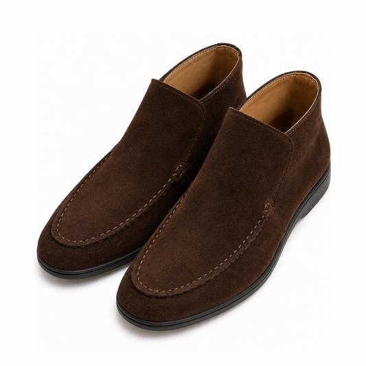 Boy's Brown Suede Slip-On Loafers – Modern Casual Dress Shoes
