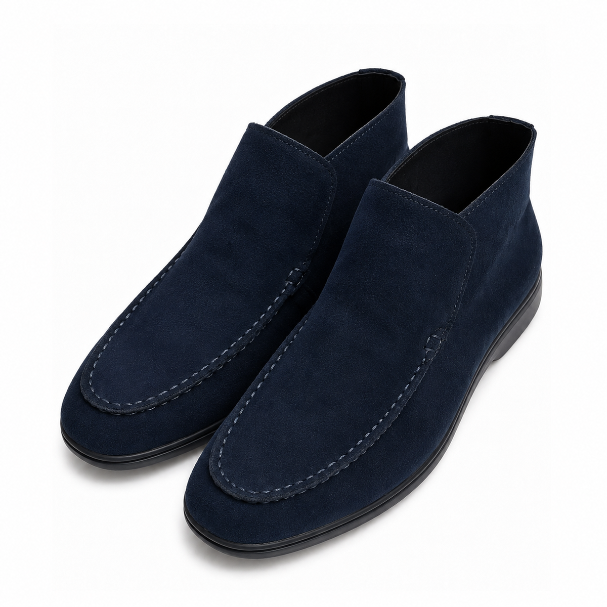 Men's Navy Suede Slip-On Loafers – Modern Casual Dress Shoes