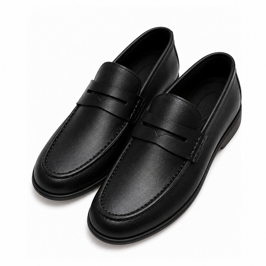 Boy's Classic Black Penny Loafers – Slip-On Dress Shoes