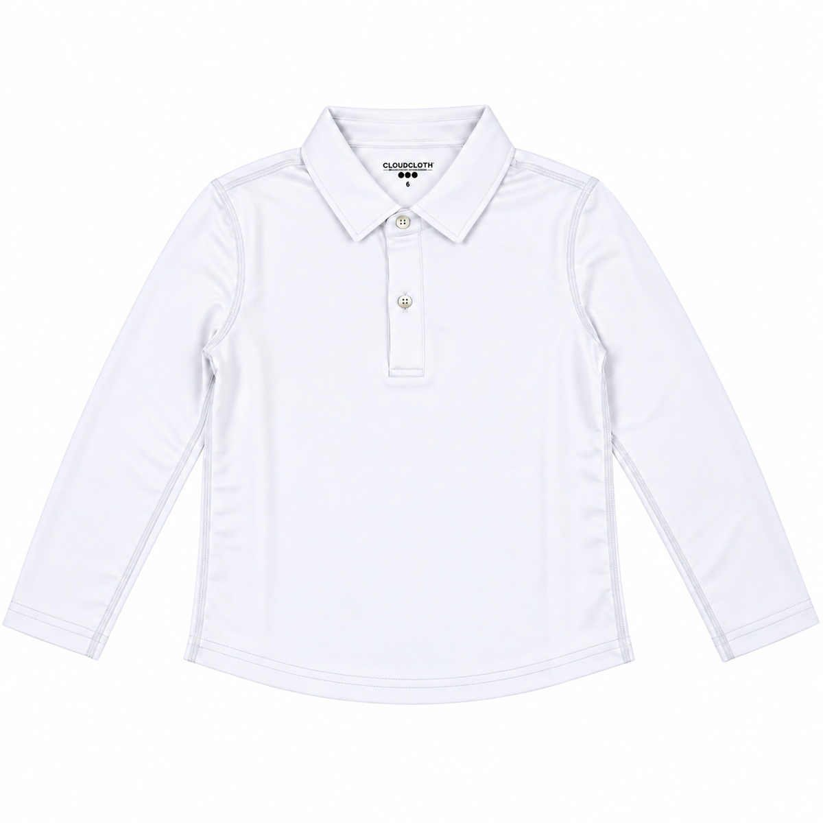 Boys’ Basic Long Sleeve Polo Shirt – White