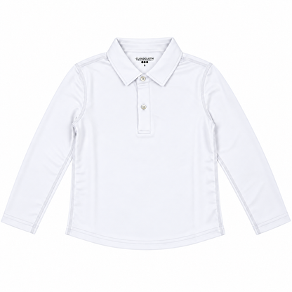 Boys’ Basic Long Sleeve Polo Shirt – White