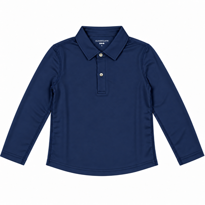Boys’ Basic Long Sleeve Polo Shirt – Navy