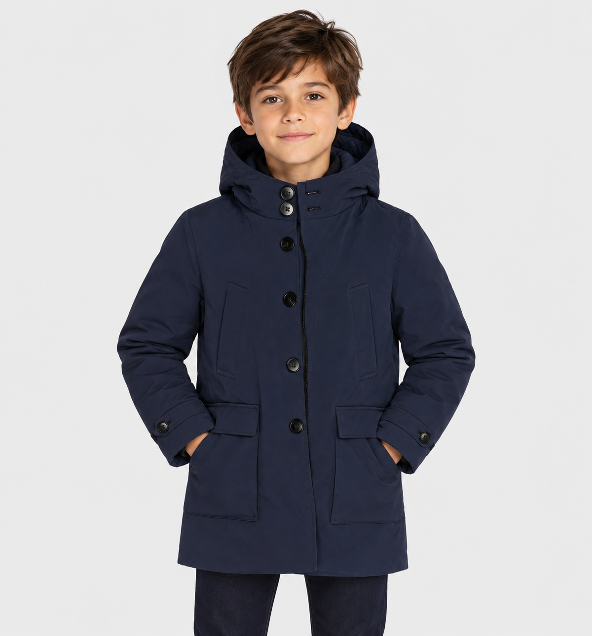 Boys’ Navy Hooded Fall Coat – Warm Everyday Jacket