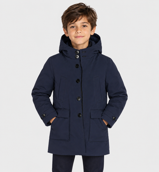 Boys’ Navy Hooded Fall Coat – Warm Everyday Jacket