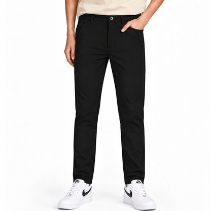 Boys’ 4-Way Stretch Solid Knit Dress Pants – Black