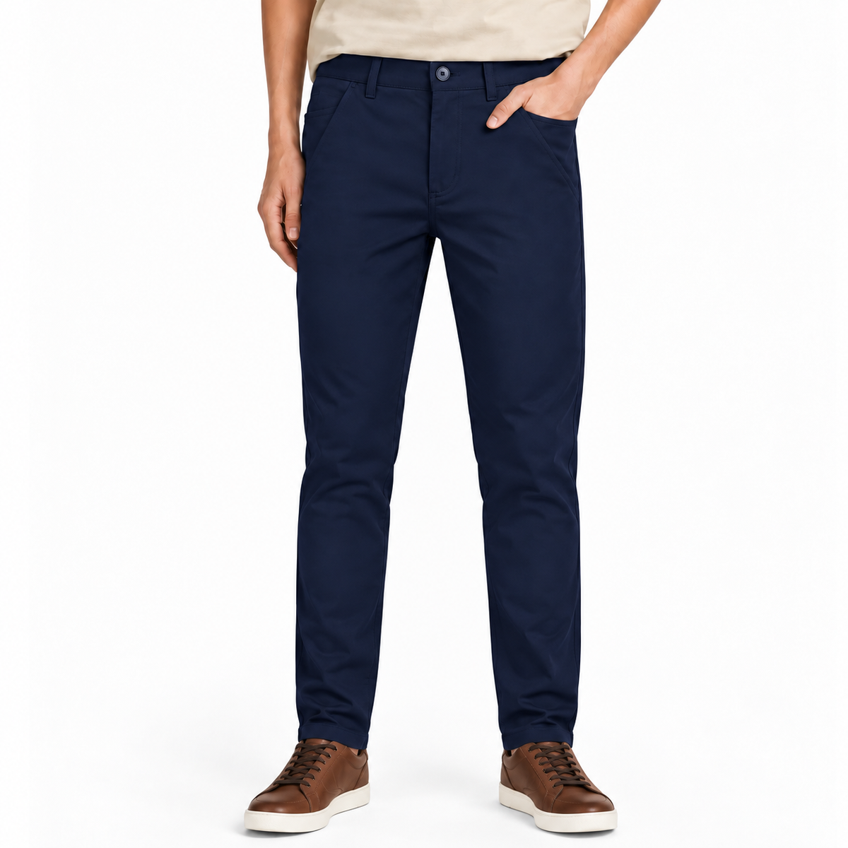 Boys’ 4-Way Stretch Solid Knit Dress Pants – Navy