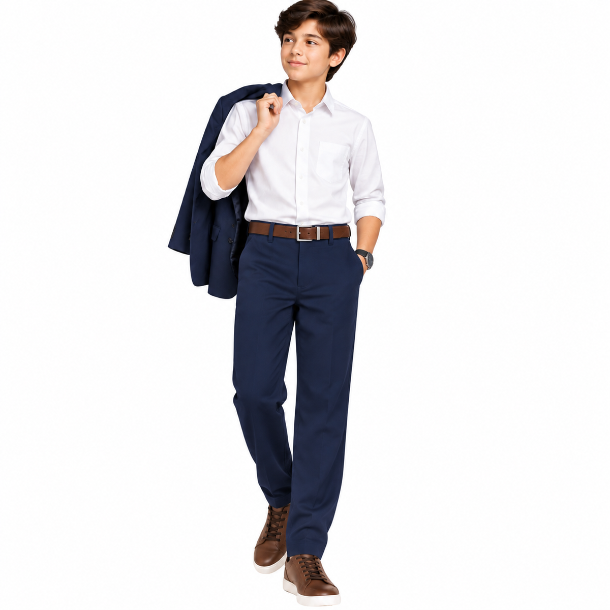 Boys’ Classic Navy Blue Formal Dress Pants