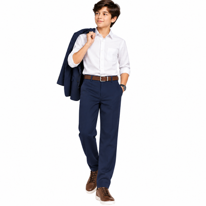 Boys’ Classic Navy Blue Formal Dress Pants
