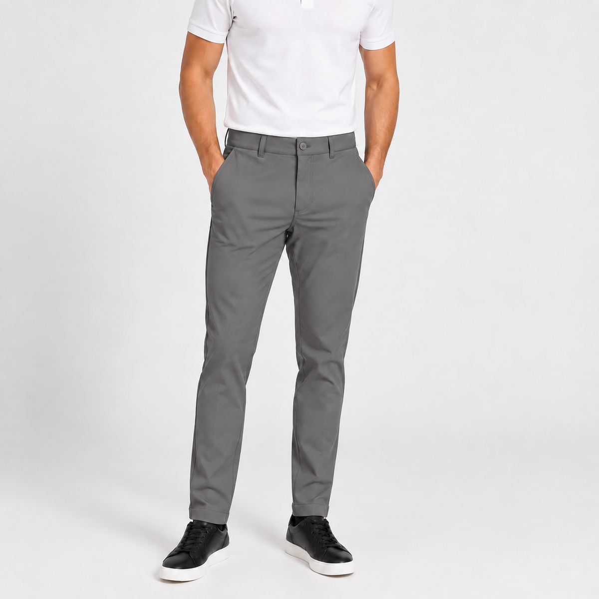 Men's Medium Gray Performance Stretch Slim Fit Pants