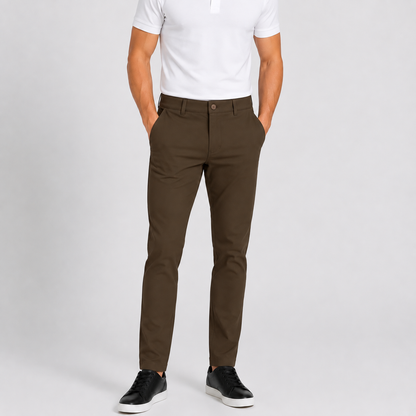 Men's Brown Performance Stretch Slim Fit Pants