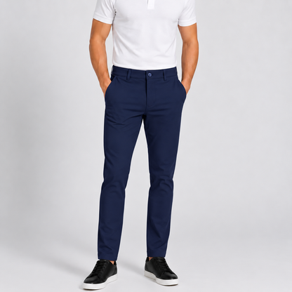 Men’s 4-Way Stretch Solid Knit Dress Pants – Navy