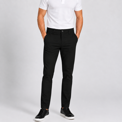 Men’s 4-Way Stretch Solid Knit Dress Pants – Black