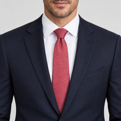 Red & White Micro-Pattern Slim Tie