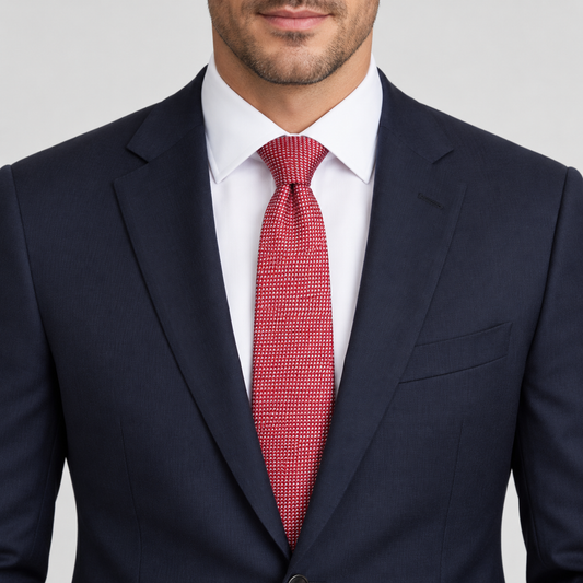 Red & White Micro-Pattern Slim Tie