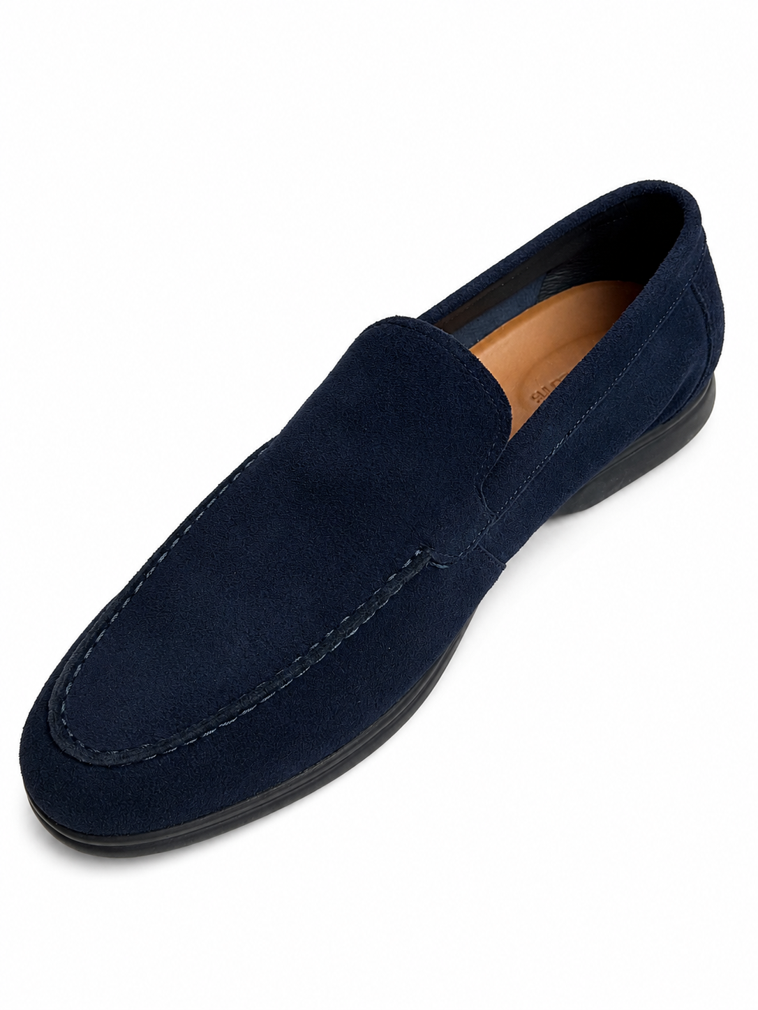 Men’s Navy Blue Suede Leather Slip-On Casual Dress Shoes
