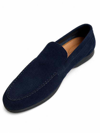 Men’s Navy Blue Suede Leather Slip-On Casual Dress Shoes