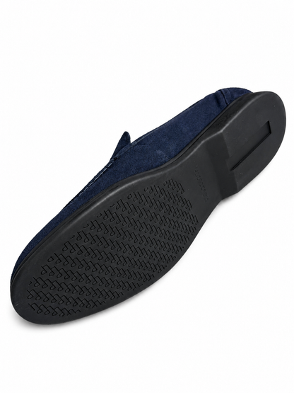 Men’s Navy Blue Suede Leather Slip-On Casual Dress Shoes