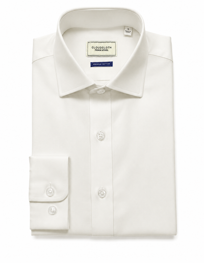 Boy's Premium Cotton Stretch Dress Shirt - Off White