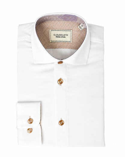 Boys Prospect 4-Way Stretch Long Sleeve Shirt with Contrast in Tan