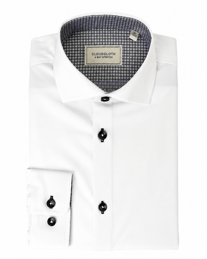 Boys  Prospect 4-Way Stretch Long Sleeve Shirt with Contrast in Black