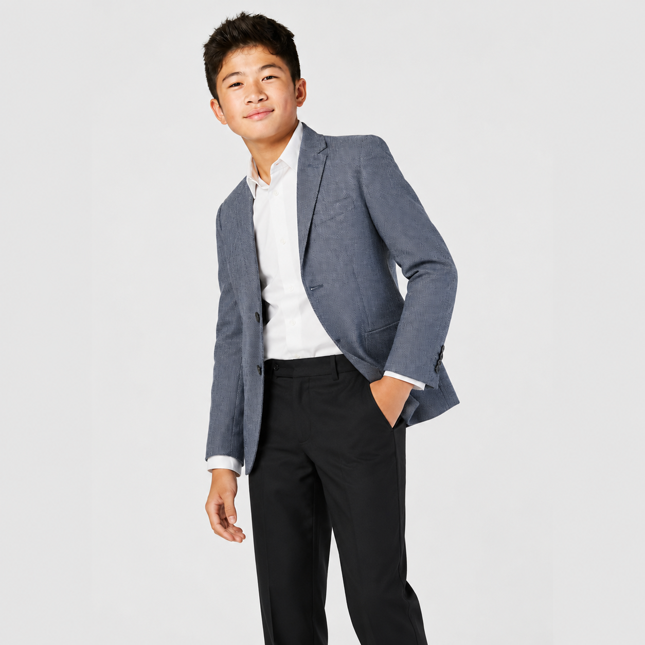Boy's Textured Slim Fit Blazer