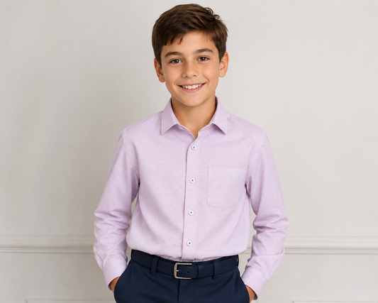 Boys 4 Light Pink Micro-Pattern Dress Shirt