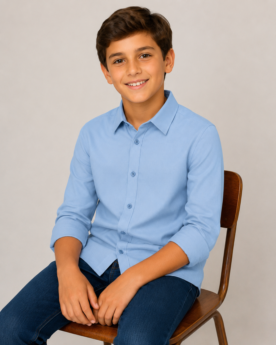 Boy's Premium 4-Way Stretch Long Sleeve Light Blue Color Shirt