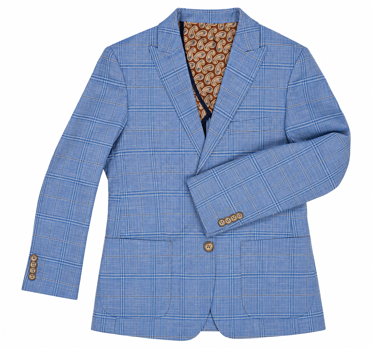 Boy's Sky Blue Windowpane Check Blazer