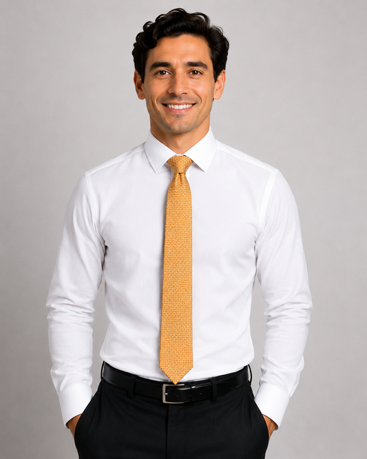 Men’s sand Color Geometric Pattern Silk Tie
