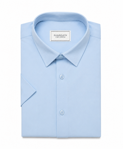 Men's Prospect 4-Way Stretch Short Sleeve Dress Shirt – Light Blue