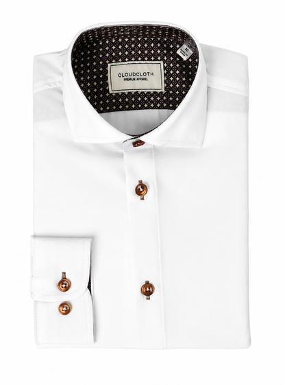 Men's Prospect 4 Way Stretch Contrast Shirt -Brown Contrast