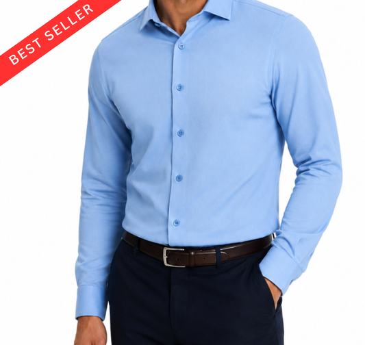 Men’s Premium Soft-Touch Light Blue Dress Shirt