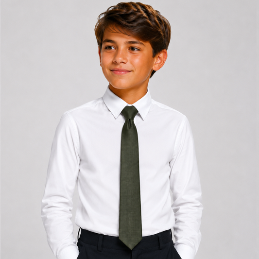 Boy's Silk Textured  hunter green ColorTie