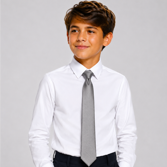 Boy's Silk Textured  Gray ColorTie