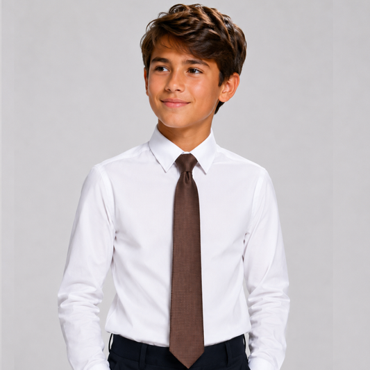 Boy's Silk Textured  Brown ColorTie